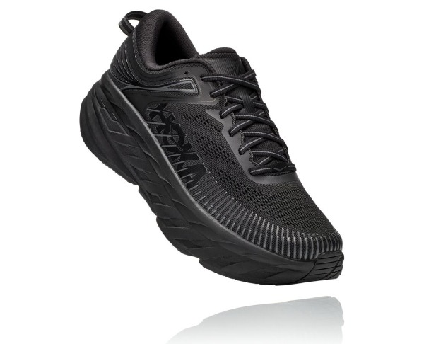 Hoka One One Bondi 7 Mens UK - Black Road Running Shoes - CELKM7230